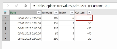Replacing errors with values in Power Query